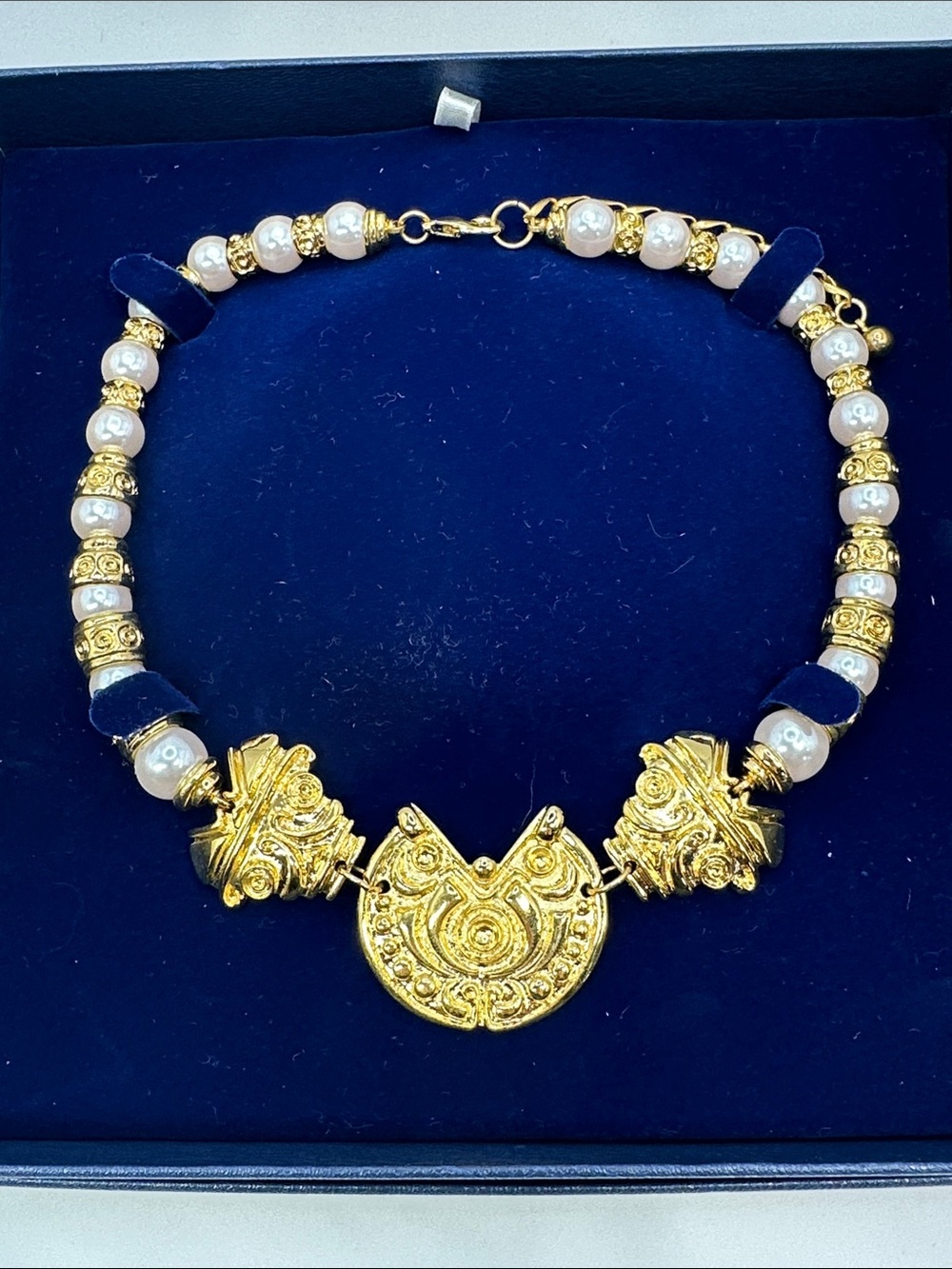 Gold Vintage Ornate Pearl Accent Necklace Personal Accents